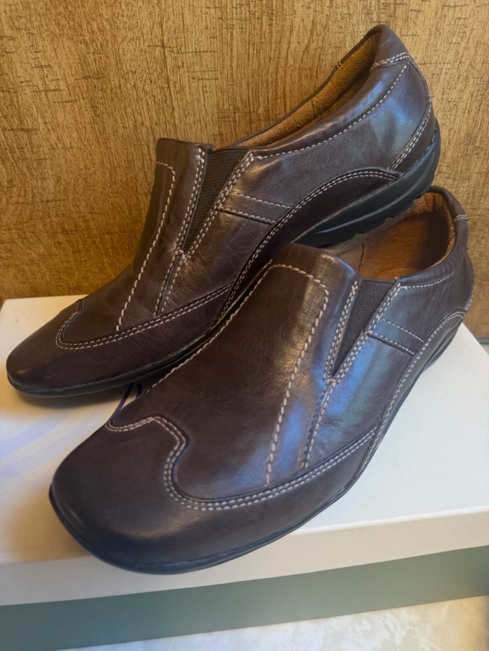 Natural Soul By Naturalizer Women’s Brown “Flor” Leather Slip-On Oxfords NIB - Picture 7 of 9